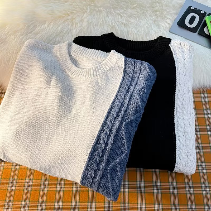Áo sweater Dệt Kim Tay Dài Cổ Tròn Thời Trang Mùa Đông Cho Nam