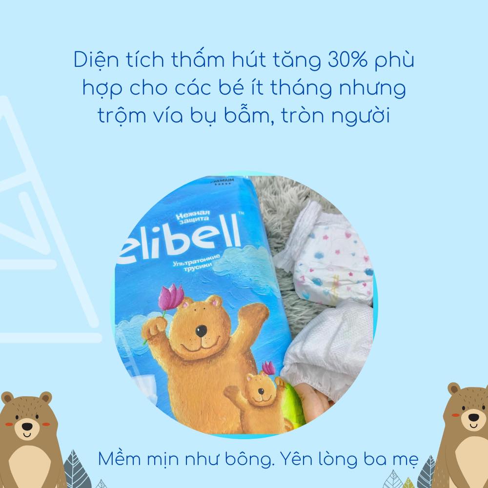 1 THÙNG - 3 BỊCH BỈM ELIBELL Chính hãng Bỉm dán/ quần nội địa Nga cao cấp S76/M64/L54/L44/XL38/XXL26