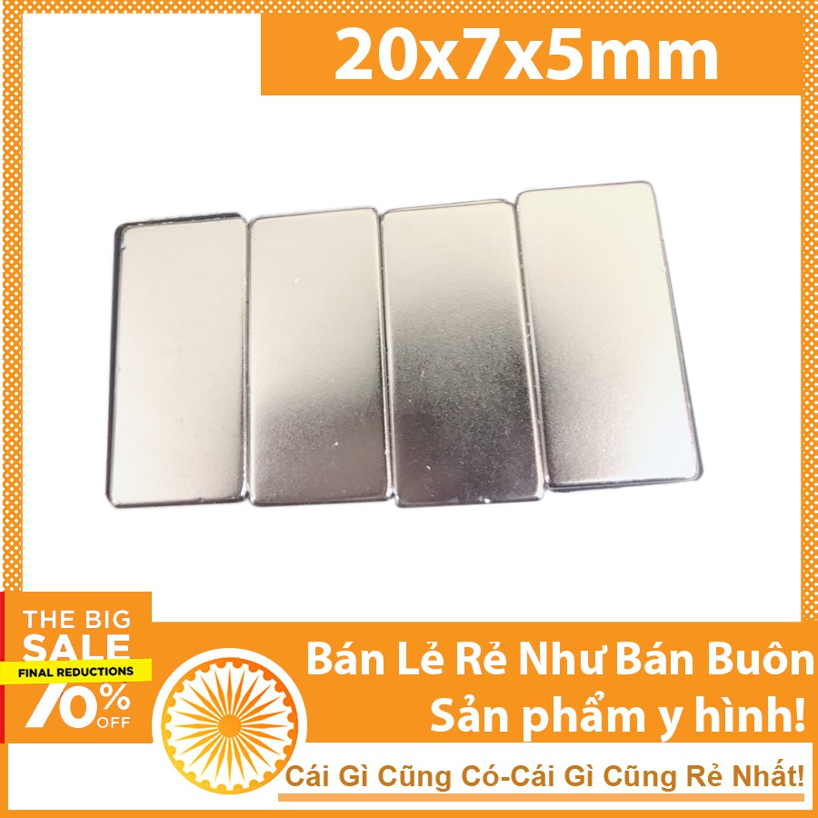 Nam châm chữ nhật 20x7x5mm lực từ siêu mạnh N35