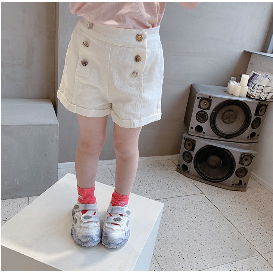 [Q005] Quần short trắng 3 cúc bé gái sz 90-140