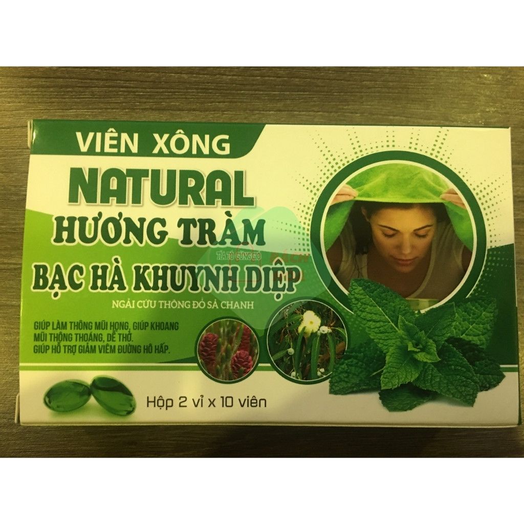 1 Hộp Viên Xông Thảo Dược Thiên Nhiên Natural, Viên Xông Hương Tràm