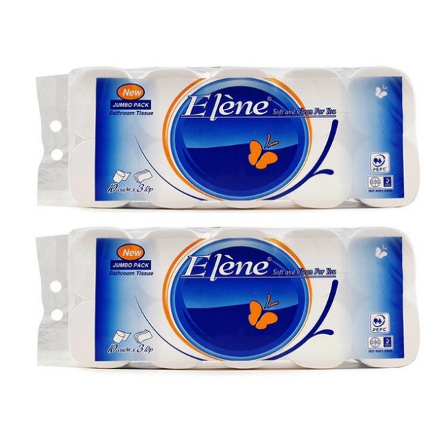 Giấy Vệ Sinh Elene Xanh 3 Lớp Không Lõi siêu đẹp Bịch 10 Cuộn