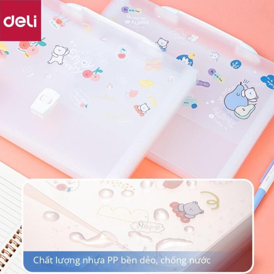 Cặp tài liệu mở rộng 13 ngăn Deli - Dùng cho học sinh - trong suốt - chất liệu nhựa cao cấp - 1 chiếc - 72563