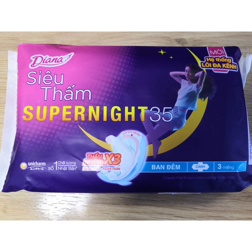 Băng vệ sinh ban đêm size 35 cm Diana Super Night 3 Miếng