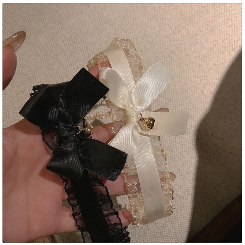 Vòng cổ choker dây nơ phối chuông điệu đà thời trang cho nữ