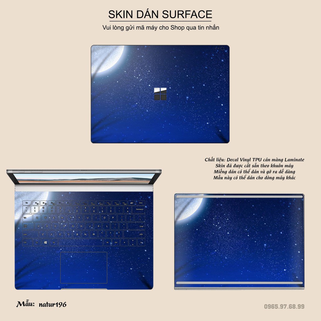 Miếng dán Skin bảo vệ mặt lưng Surface Pro 2/ Pro 3/ Pro 4/ Pro 5/ Pro 6/Pro 7/Pro X / Surface Go /Book in hình sưu  tầm