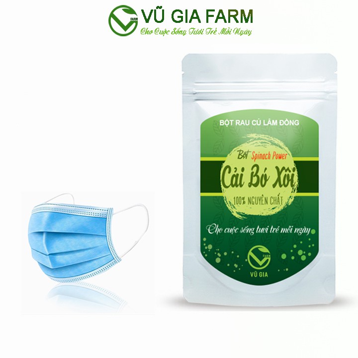 [Mã LTBAUAB14 giảm 7% đơn 99K] Bột Cải Bó Xôi Sấy Lạnh Nguyên Chất Vũ Gia (50g/ túi) + Tặng 5 Khẩu Trang