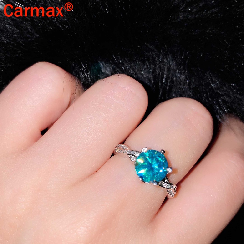 Nhẫn Moissanite Màu Xanh Lá Và Xanh Dương Đơn Giản Thanh Lịch