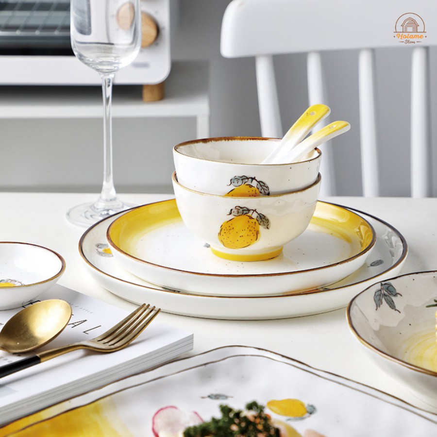 Bát đĩa sứ cao cấp , chén dĩa sứ đồ dùng bàn ăn Holame