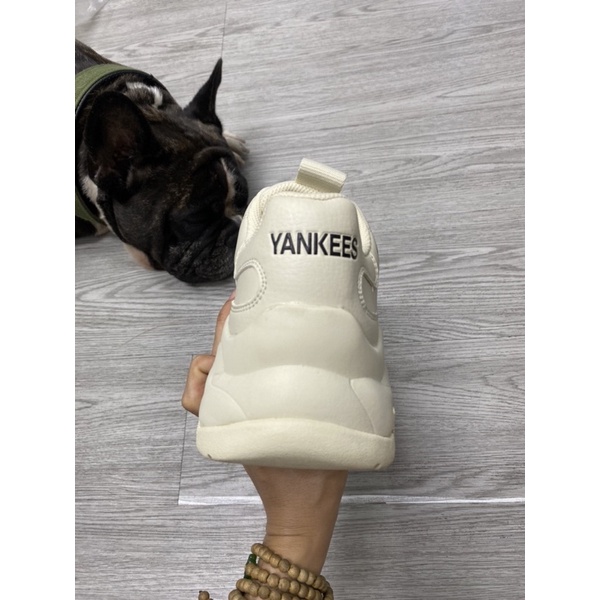 [Bao check chính hãng] Giày MLB Chunky big ball độn đế tăng chiều cao Vintage NY màu be chữ đen 3ashc101n