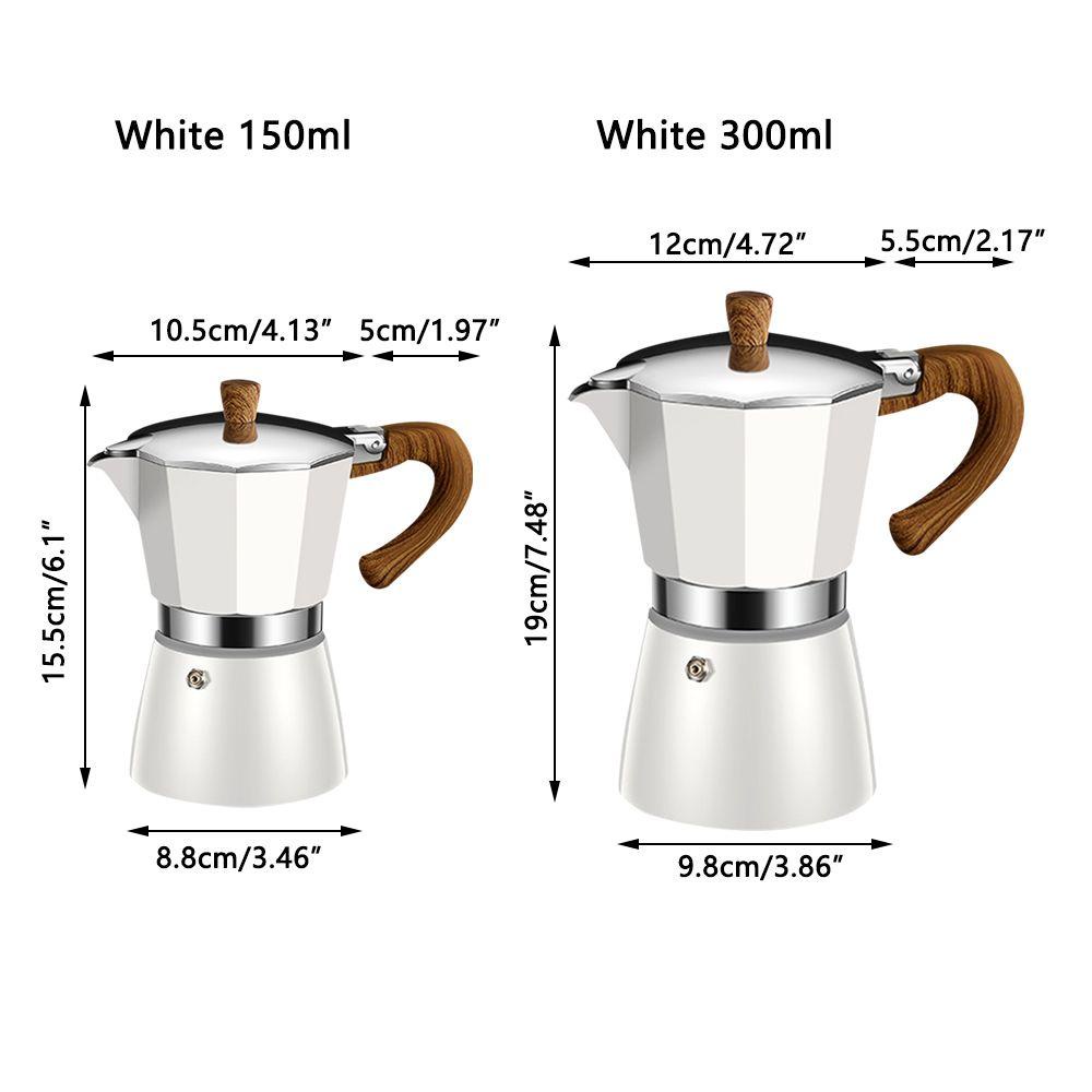 WATTLE Bình Pha Cà Phê Espresso 3 / 6 150 / 300ML Tay Cầm Bằng Gỗ Phong Cách Ý Cổ Điển