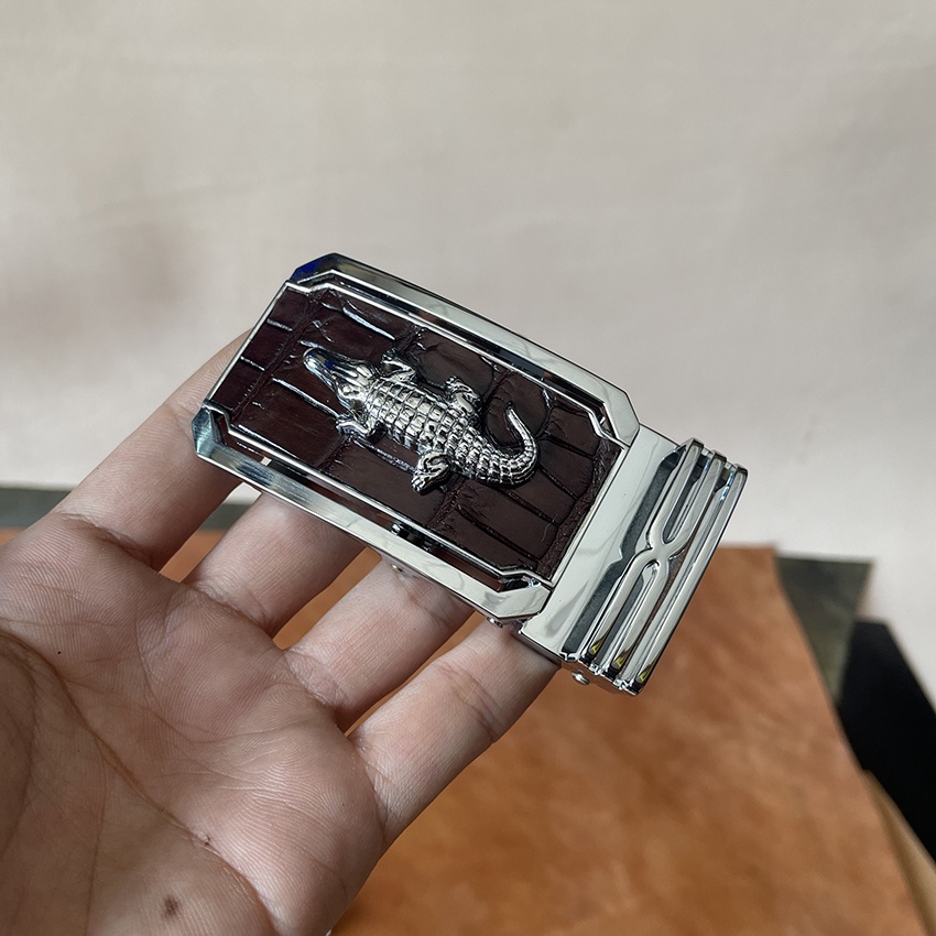 Mặt Khóa Cá Sấu, Khóa Thắt Lưng Nam Cá Sấu Loại Khóa Tì Dán Da Cá Sấu Size 3.5cm và 4cm Đủ Ba Màu Đen, Nâu Đất, Nâu Đỏ