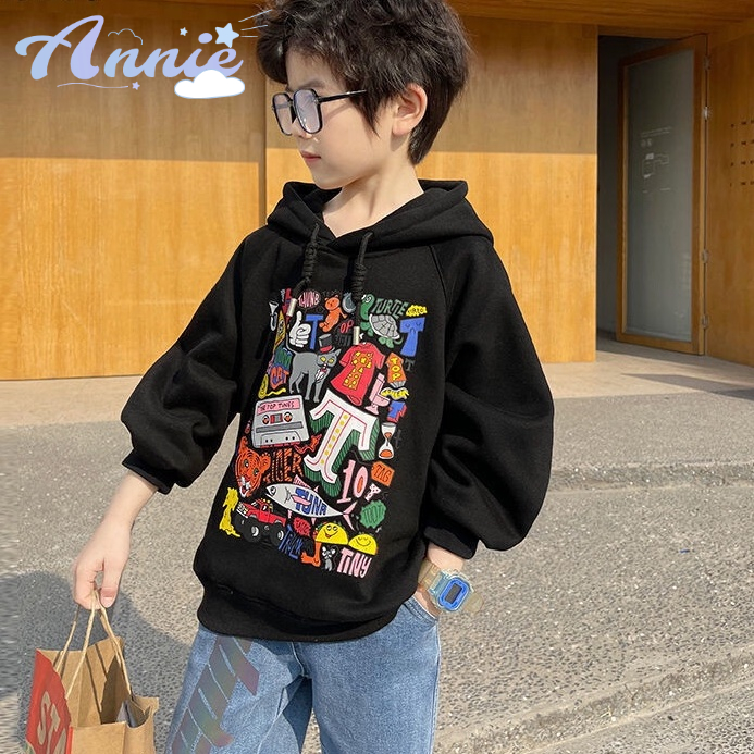 Annie Áo hoodie Dáng Rộng Họa Tiết Hoạt Hình Phong Cách Hàn Quốc Cho Trẻ Em