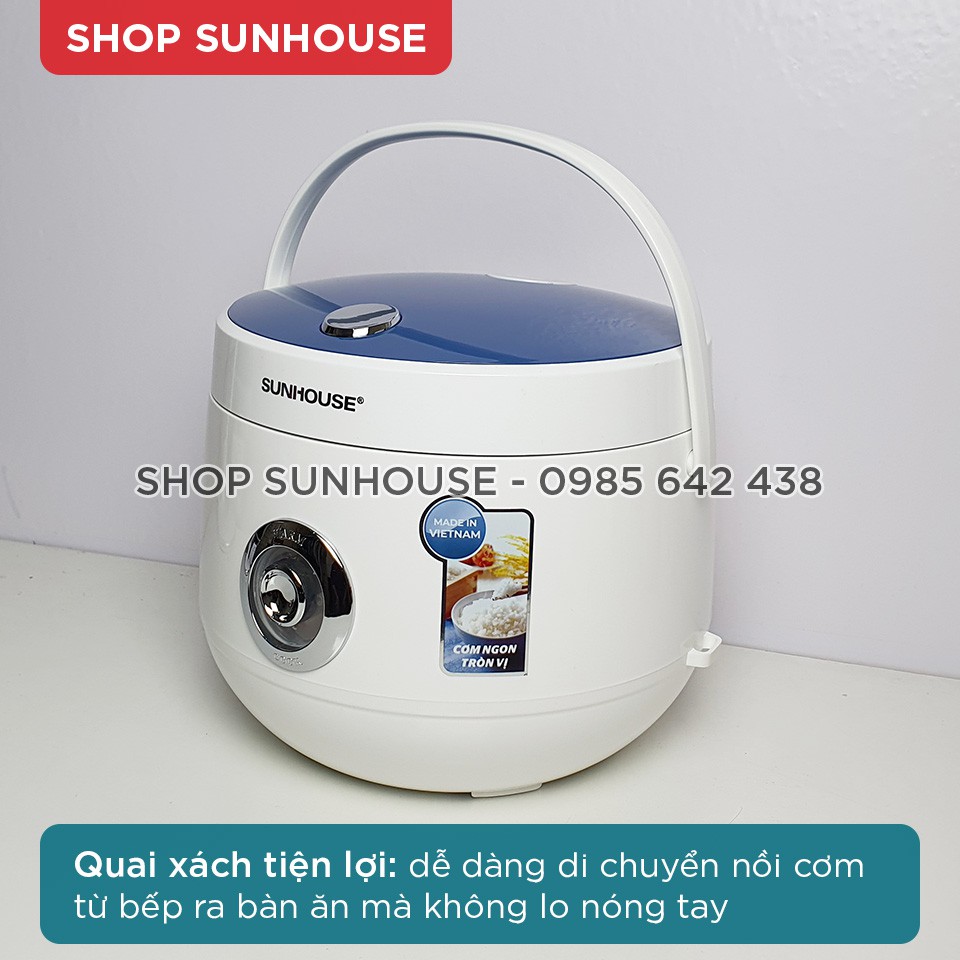 [Mã 2010ELSALE hoàn 7% đơn 300K] Nồi cơm điện 1.8L SUNHOUSE SHD8606 thân nhựa