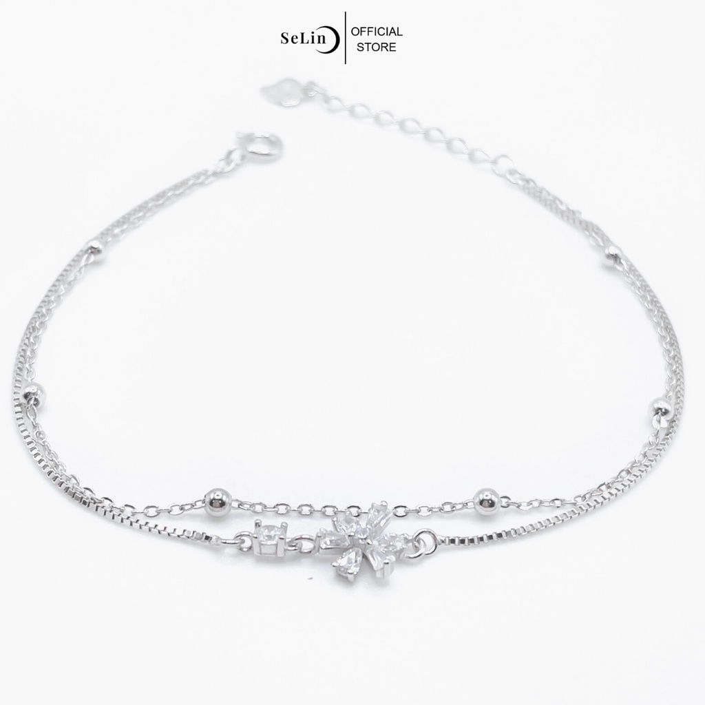 Lắc tay bạc 925 nữ cao cấp hoa đính đá lấp lánh nữ tính SELIN JEWELRY - 0082 | BigBuy360 - bigbuy360.vn