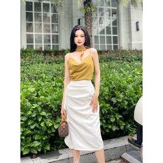 VELLE DESIGN Áo 2 dây lụa cổ đổ felix chất lụa nhung hongkong mượt mát không nhăn Velledesign