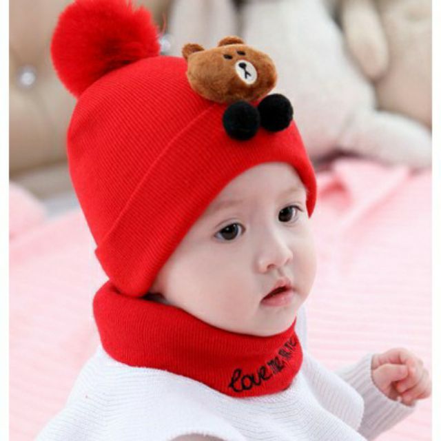 Sét Mũ Len kèm Khăn cho bé