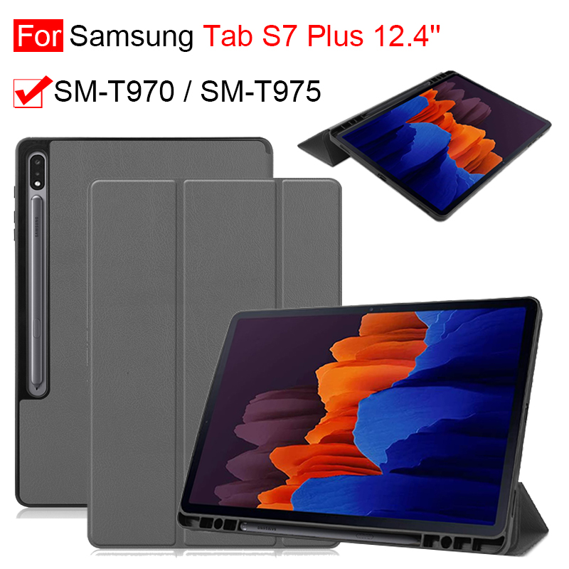 Bao Da Nắp Gập Thiết Kế Thông Minh Cho Samsung Galaxy Tab S7Plus 12.4inch T970 T975