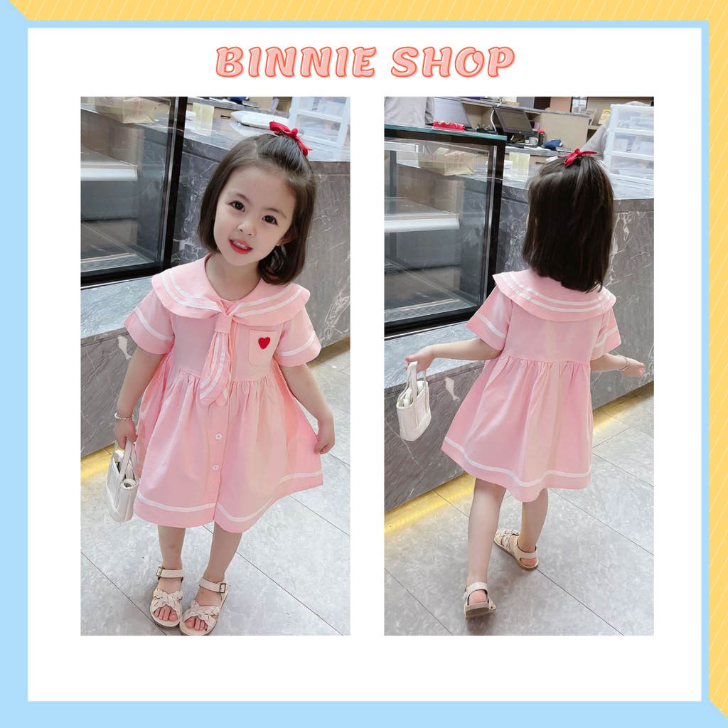 Váy babydoll bé gái Đầm thủy thủ đáng yêu cho bé từ 9 đến 20kg BINNIE SHOP