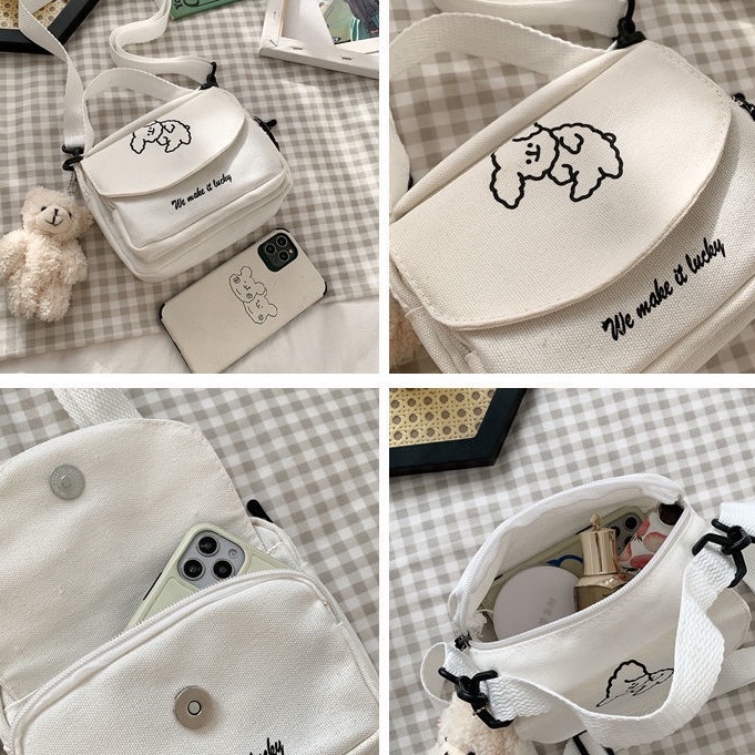 Túi Xách Canvas Phong Cách Hàn Quốc Cho Nữ Túi Vải Đeo Chéo Nữ Đi Chơi Túi Vải Đeo Chéo Nữ Mini Cute
