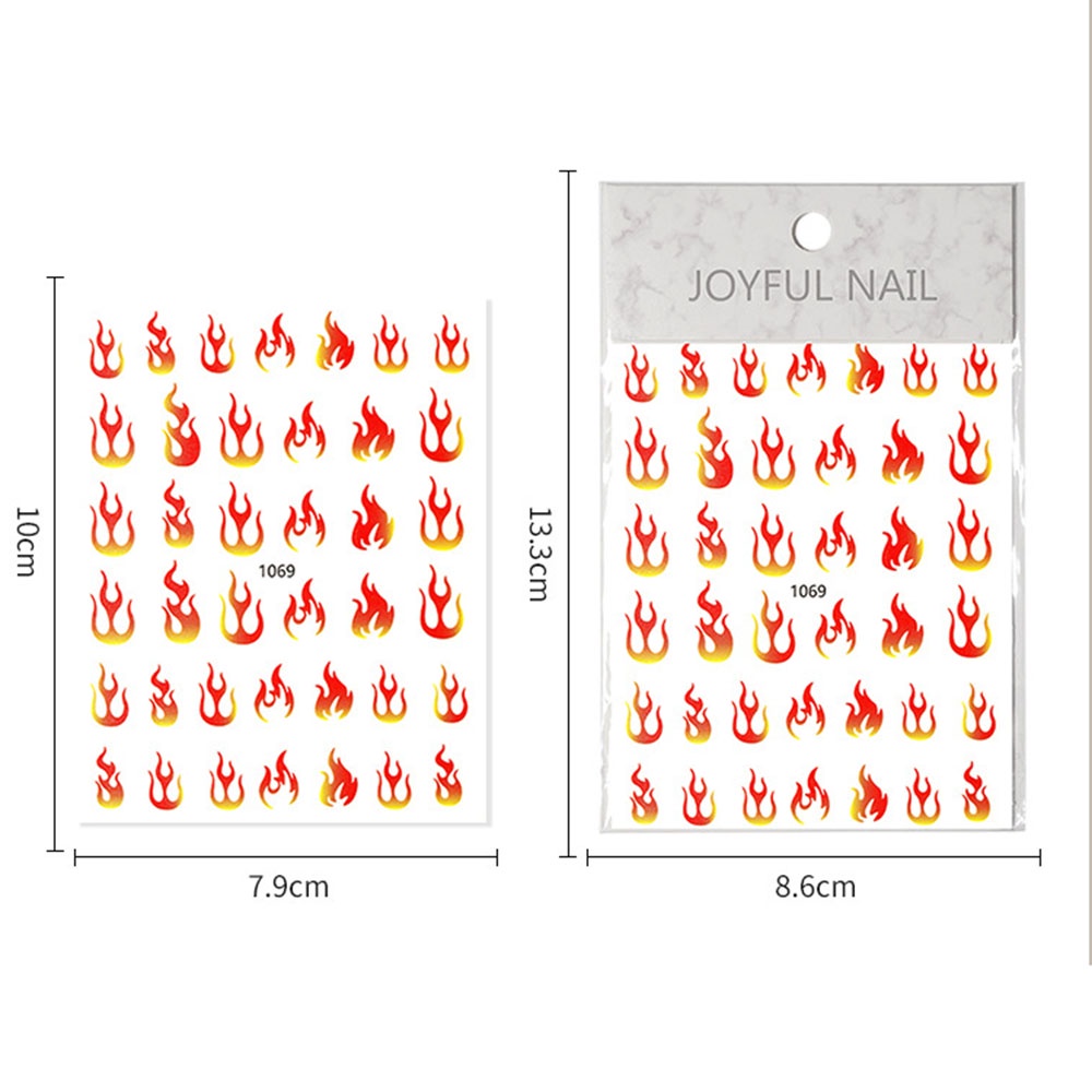 [Hàng mới về] Miếng dán trang trí móng tay hình ngọn lửa 3d nhiều màu sắc thời trang DIY