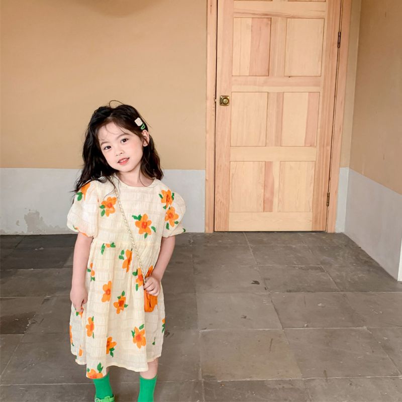 Đầm Maxi Xếp Ly Tay Dài In Hoa Se7en Cho Bé Gái