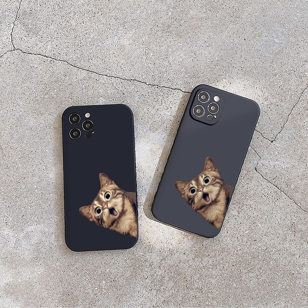 Ốp lưng iphone Mèo ngạc nhiên ốp bảo vệ camera vuông cạnh đủ mã 6 đến 11 12 13 promax tr332