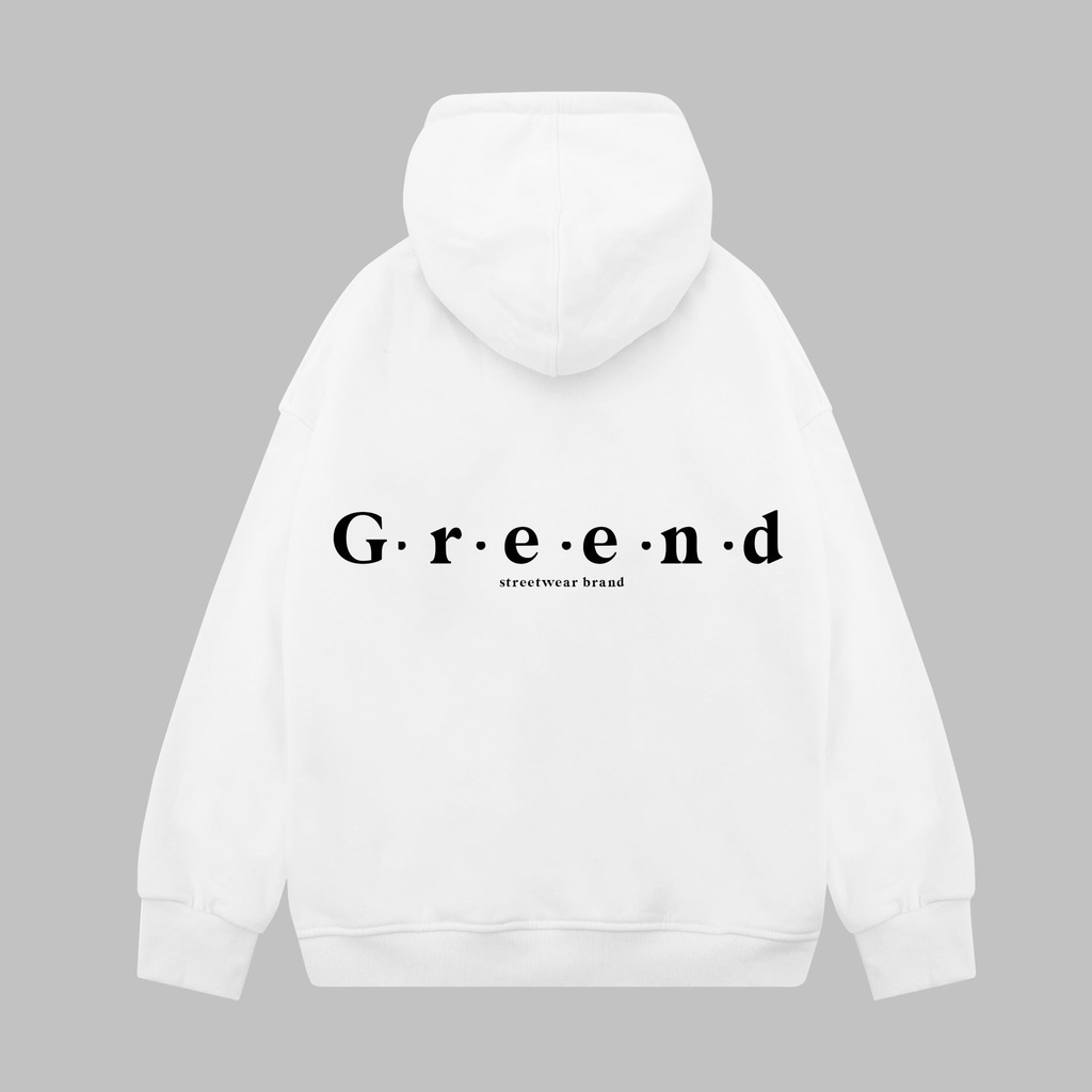 Áo Hoodie GREEND Nỉ Bông Local Brand Unisex Basic Form Rộng TyPo/White HD070