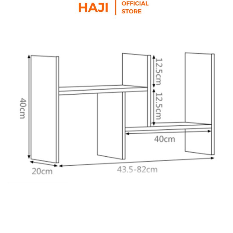 Kệ sách gỗ mini để bàn đa ngăn tiện lợi, Kệ gỗ trang trí phong cách Vintage hiện đại xinh xắn thương hiệu HAJI A62