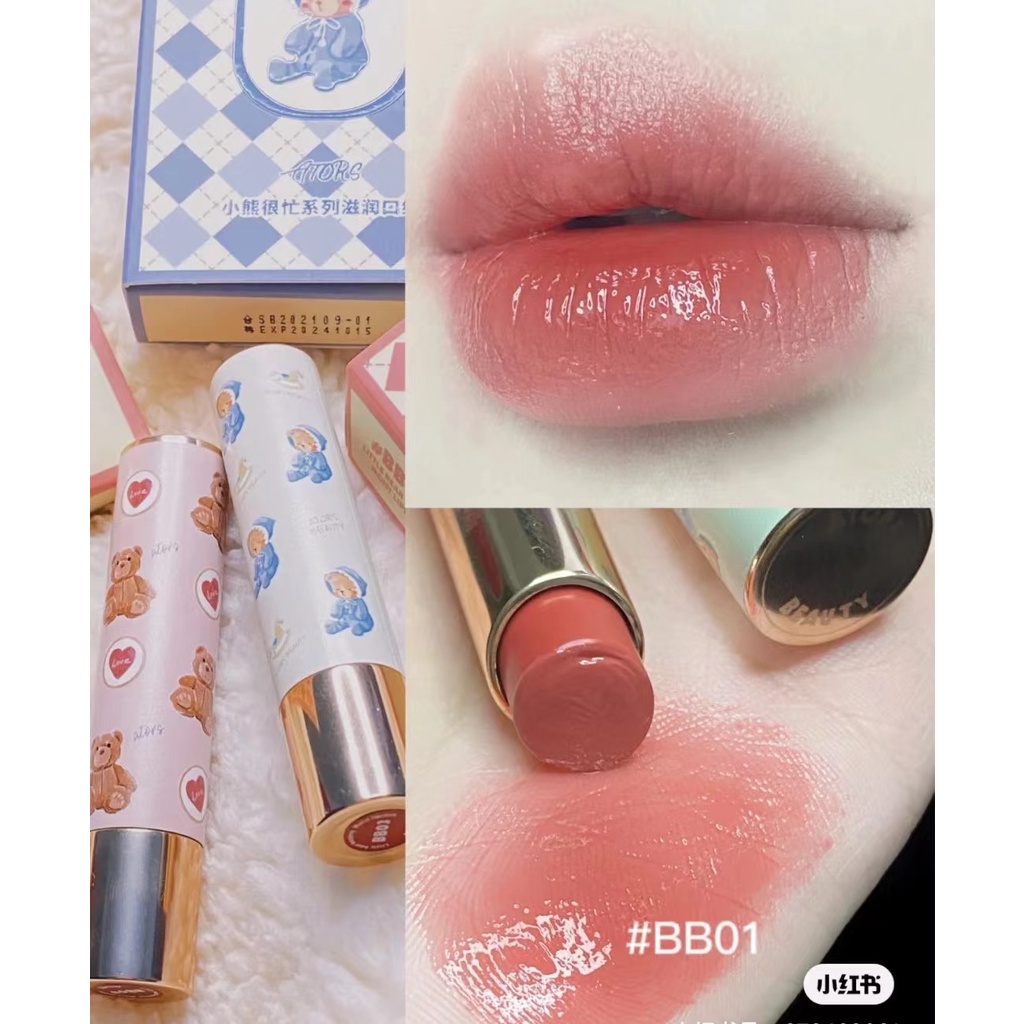 ATORS Little Bear son môi son dưỡng ẩm có màu trong suốt Không bếtng điểm  bóng tự nhiên son bóng lipstick dính Tra