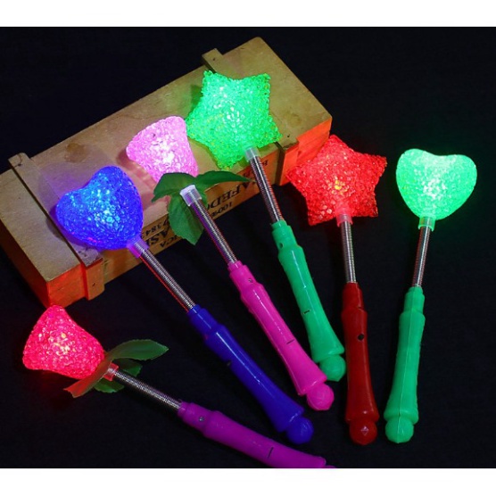 Gậy phát sáng đèn LED hình trái tim/hoa nhiều màu sắc làm quà giáng sinh tiện dụng (1399LHT)