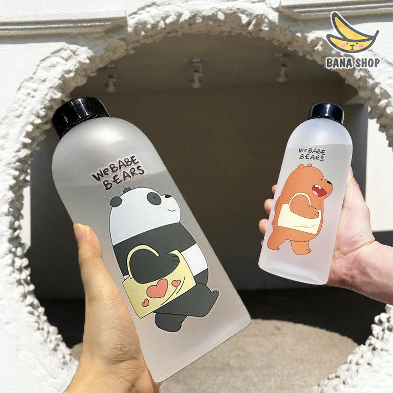 Set bình đựng nước nhựa We Bare Bears Chúng tôi đơn giản là gấu 1000ml