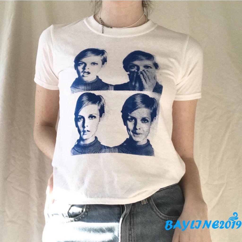 Áo Thun Tay Ngắn Cổ Tròn In Họa Tiết Chân Dung Cho Nữ