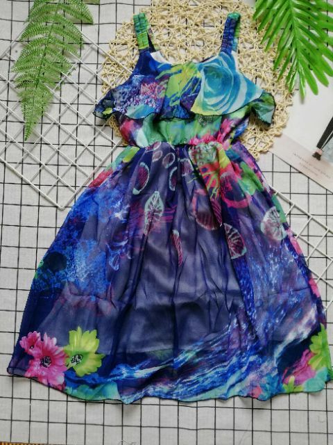 Váy voan maxi 2 tầng cho bé gái