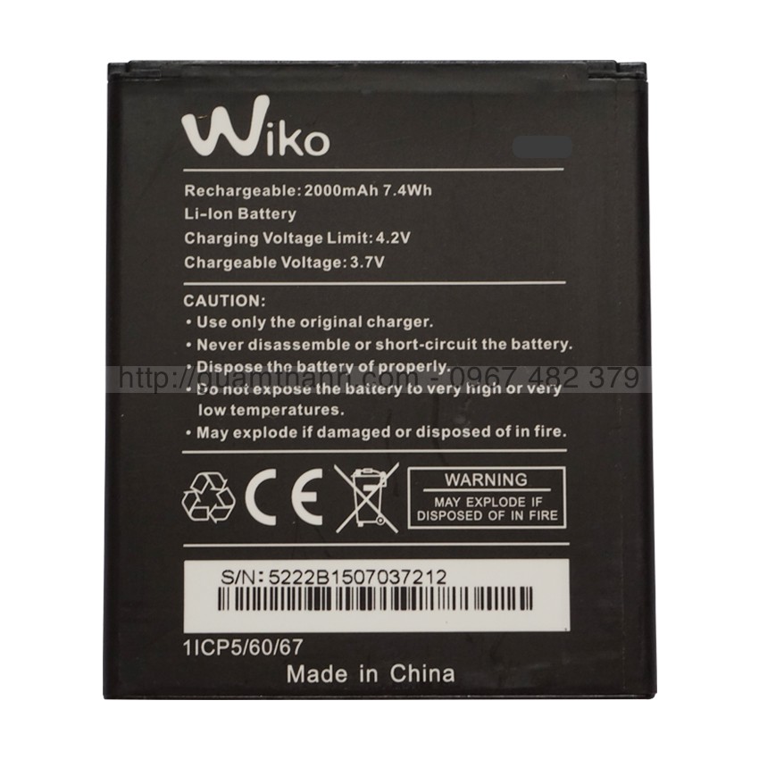 Pin Wiko Rainbow dung lượng 2000mAh (Đen)