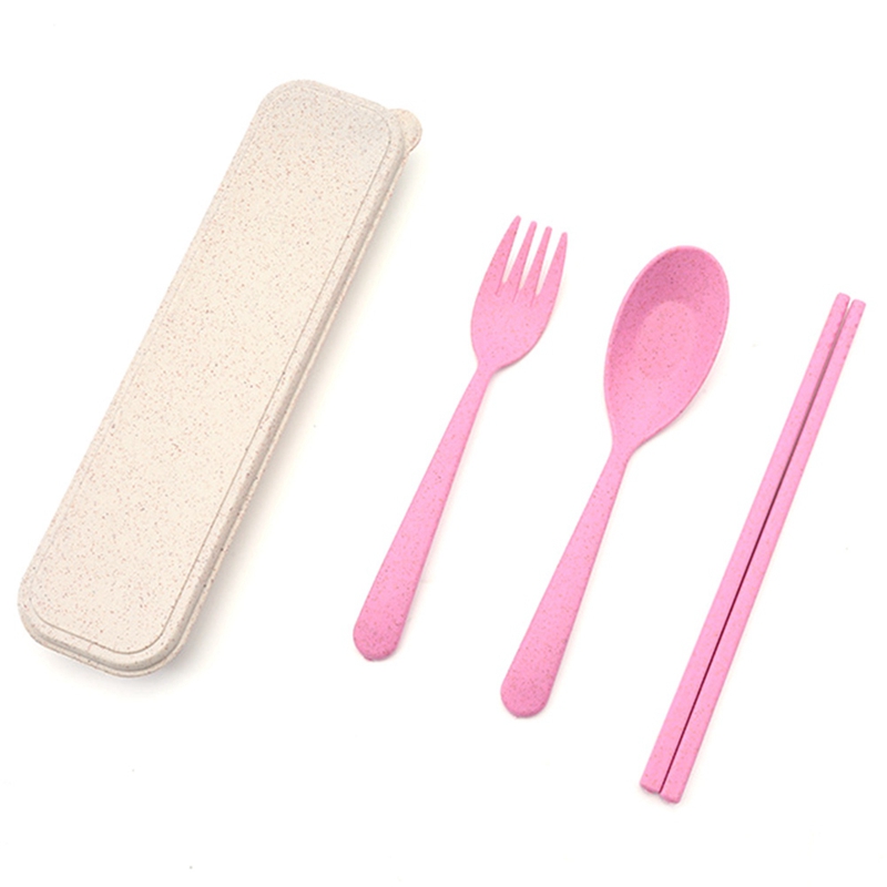 Bộ dụng cụ ăn gồm đũa muỗng nĩa làm từ rơm lúa mì cho học sinh/du lịch Zhizhong | BigBuy360 - bigbuy360.vn
