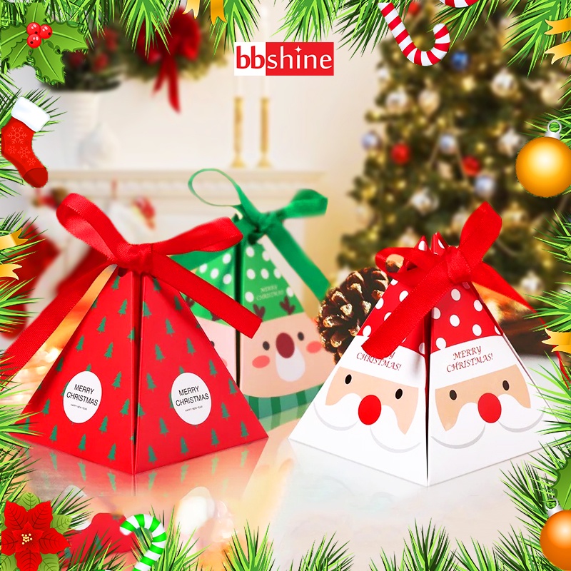 Hộp quà Giáng sinh hình kim tự tháp BBShine, Hộp quà Noel đựng kẹo ngộ nghĩnh xinh xắn – G003