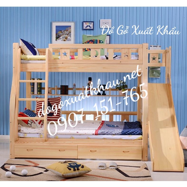 Giường tầng có cầu trượt cho bé dạng thang leo | BigBuy360 - bigbuy360.vn