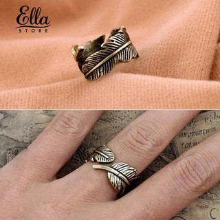 Nhẫn kim loại hình lông vũ cổ điển