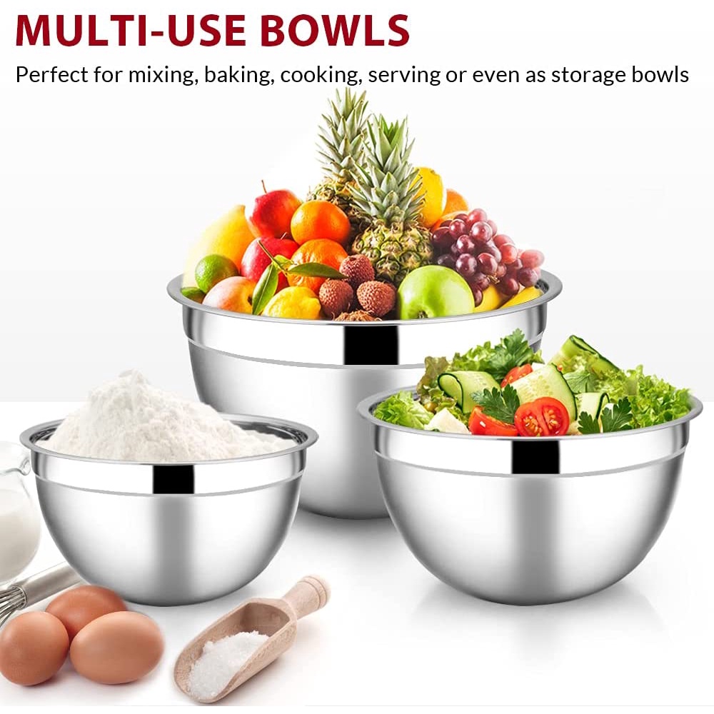 Bát trộn ANAEAT bằng thép không gỉ chống trượt tiện dụng cho bột và salad