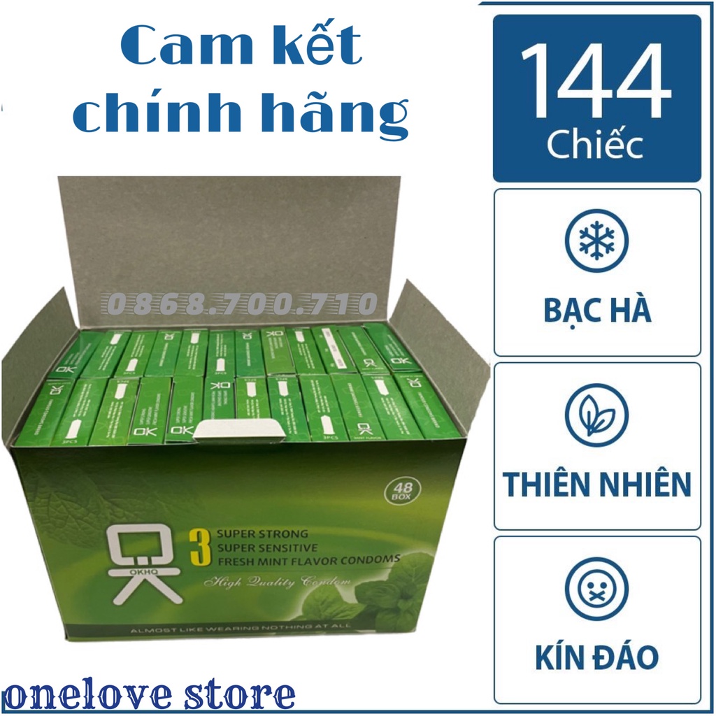 Bao cao su OK hương bạc hà Hộp lớn 48 hộp 144 cái