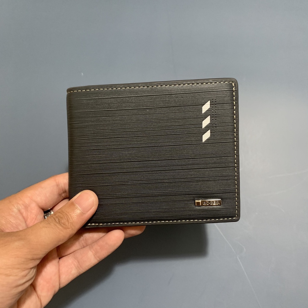 Ví Da Nam Ngang Gập Đôi Màu Đen Cao Cấp, Bóp Da Nam Gập 2 Nằm Ngang - V204