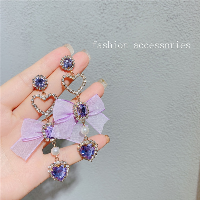 Đôi Bông Tai Dáng Dài Hình Trái Tim Đính Ngọc Trai Thời Trang Cho Nữ 2022