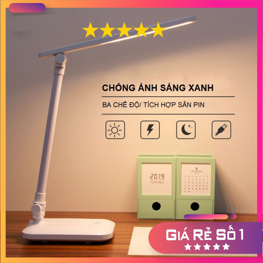 Đèn Bàn Học Đọc Sách, Làm Việc (Học Sinh, Sinh Viên, Văn Phòng) LED Chống Cận, Cảm Ứng Tích Điện Gập 2 Chỗ