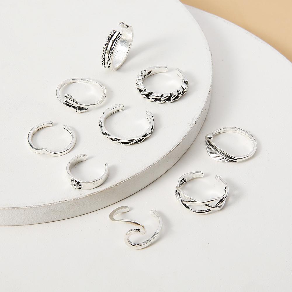 Set 9 Nhẫn Đeo Ngón Chân Thời Trang Mùa Hè Có Thể Điều Chỉnh Kích Cỡ