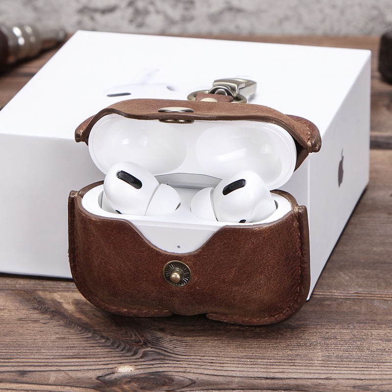 Bao Da Bò Sang Trọng Airpods Pro Vỏ Bao đựng Tai Nghe Không Dây Airpod 3 Có Móc Khóa Hộp đựng Nhỏ