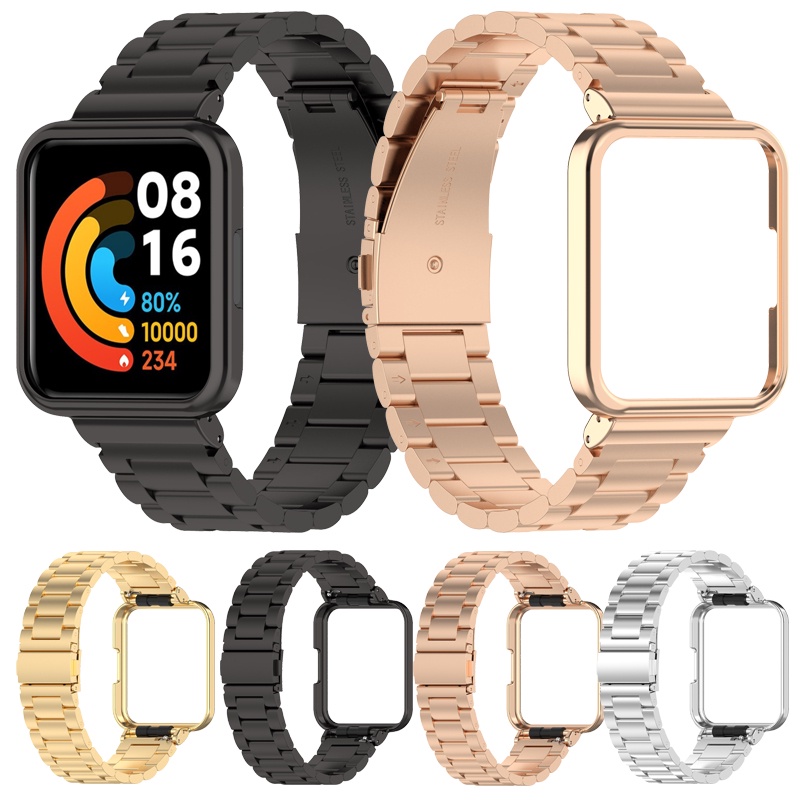 Dây Đeo Inox + Vỏ Kim Loại Cho Đồng Hồ Thông Minh Xiaomi Redmi Watch 2 Lite