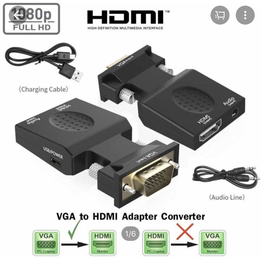 Đầu chuyển đổi tín hiệu từ VGA sang HDMI VGA to HDMI converter có âm thanh