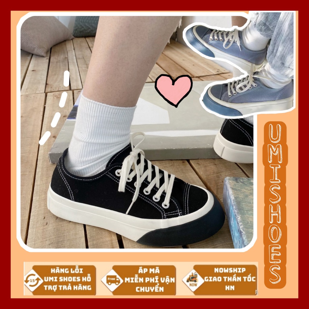 [LOẠI 1] Giày thể thao nữ đế bằng bánh mì basic độn đế 4cm vải canvas bata mới hot phong cách retro ulzzang đẹp cá tính