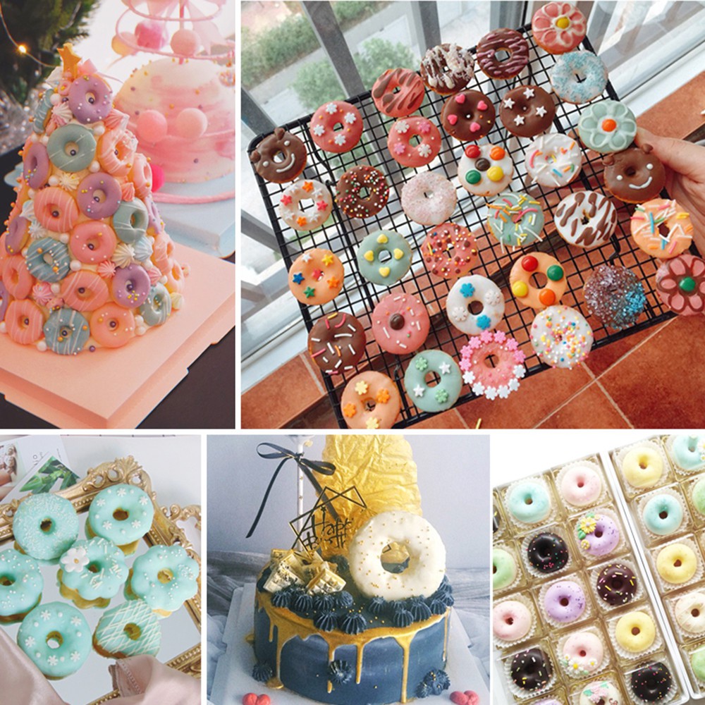 Khuôn làm bánh donut 18 ô bằng silicon an toàn tiện dụng